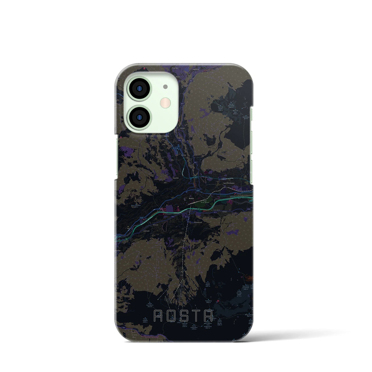 【アオスタ(イタリア)】地図柄iPhoneケース(バックカバータイプ)