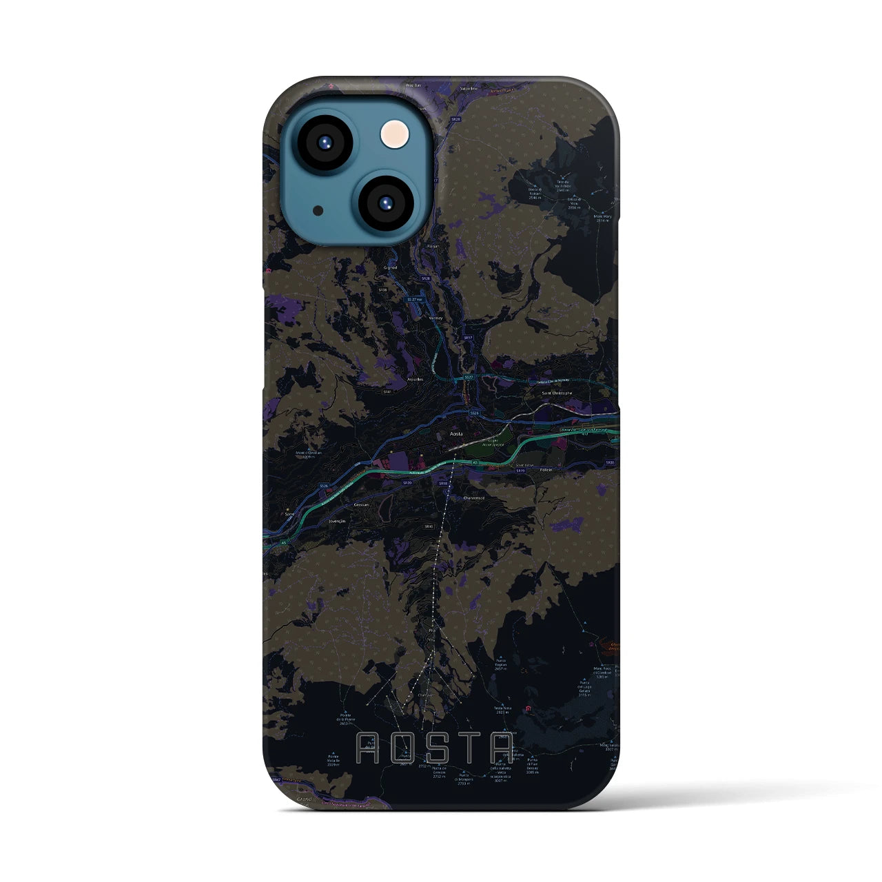 【アオスタ(イタリア)】地図柄iPhoneケース(バックカバータイプ)