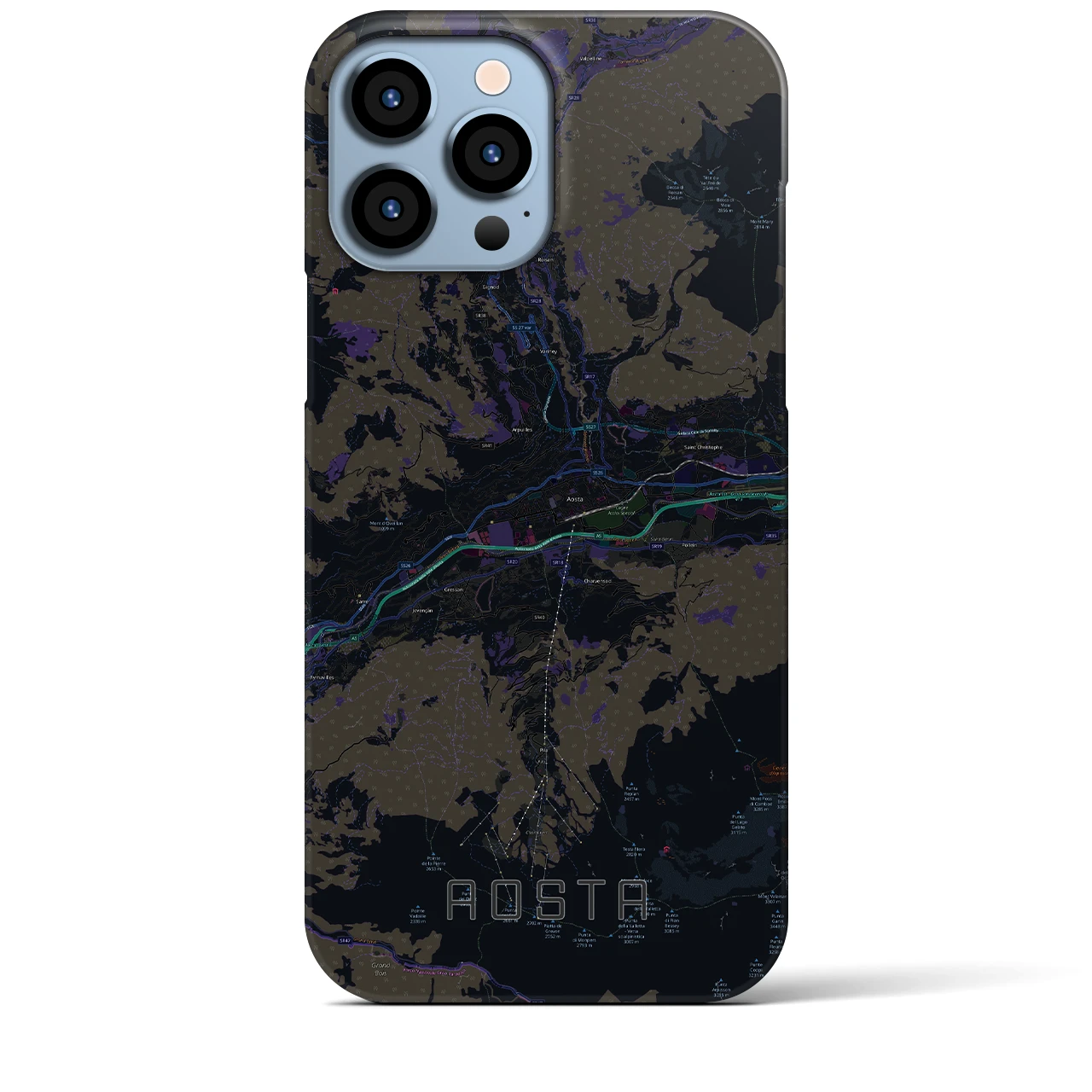【アオスタ(イタリア)】地図柄iPhoneケース(バックカバータイプ)