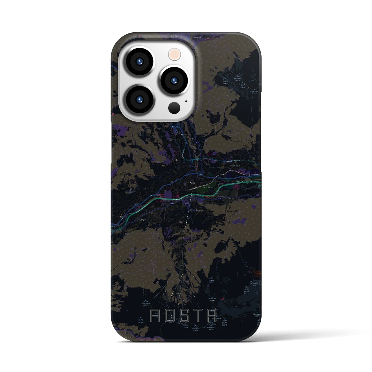 【アオスタ(イタリア)】地図柄iPhoneケース(バックカバータイプ)