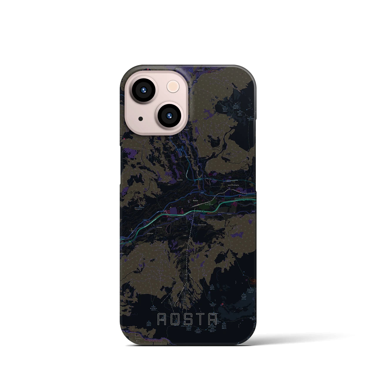 【アオスタ(イタリア)】地図柄iPhoneケース(バックカバータイプ)