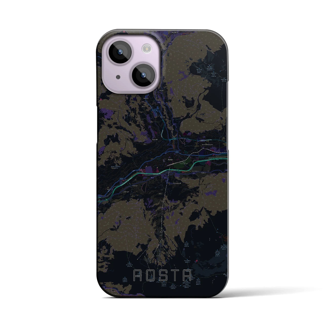 【アオスタ(イタリア)】地図柄iPhoneケース(バックカバータイプ)