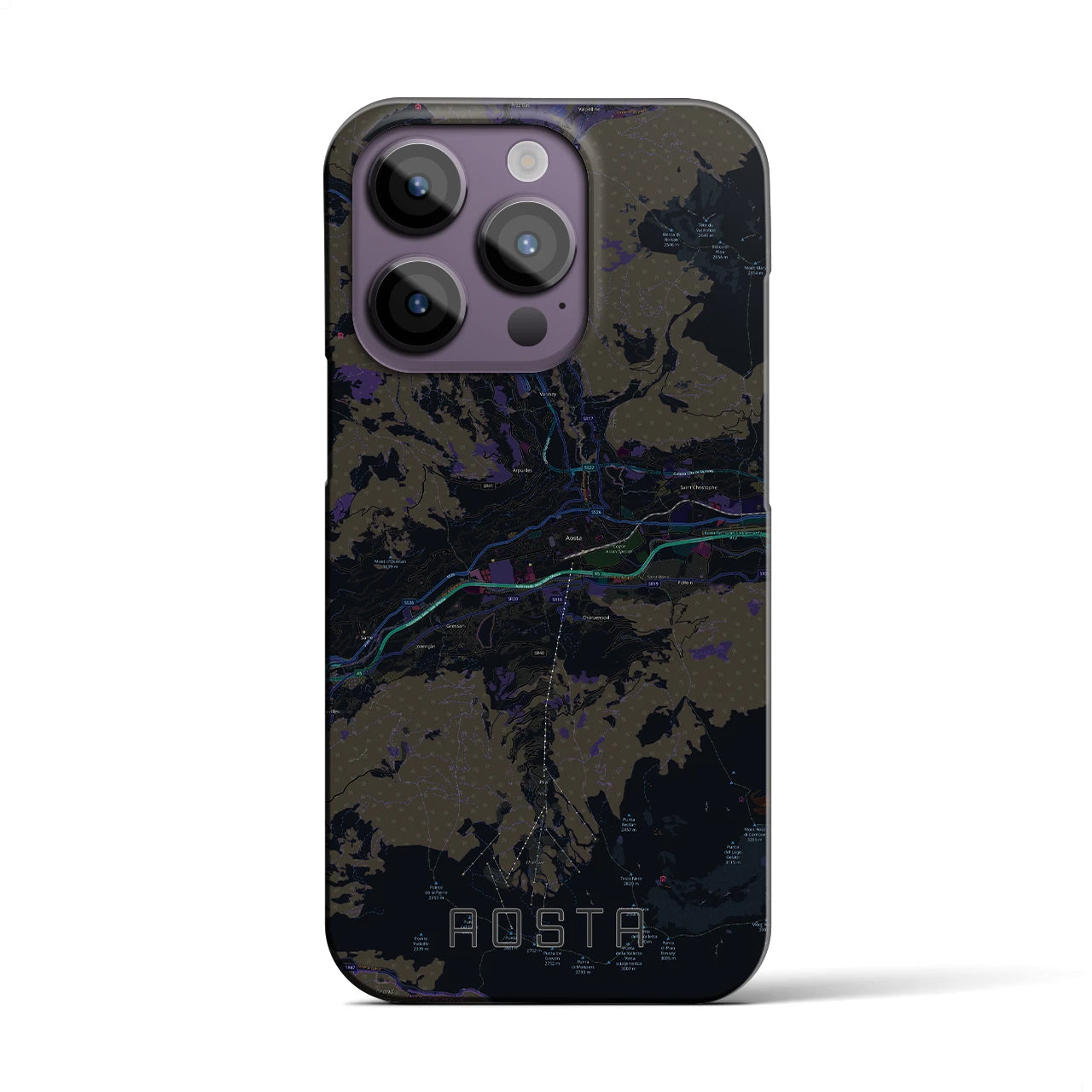 【アオスタ(イタリア)】地図柄iPhoneケース(バックカバータイプ)