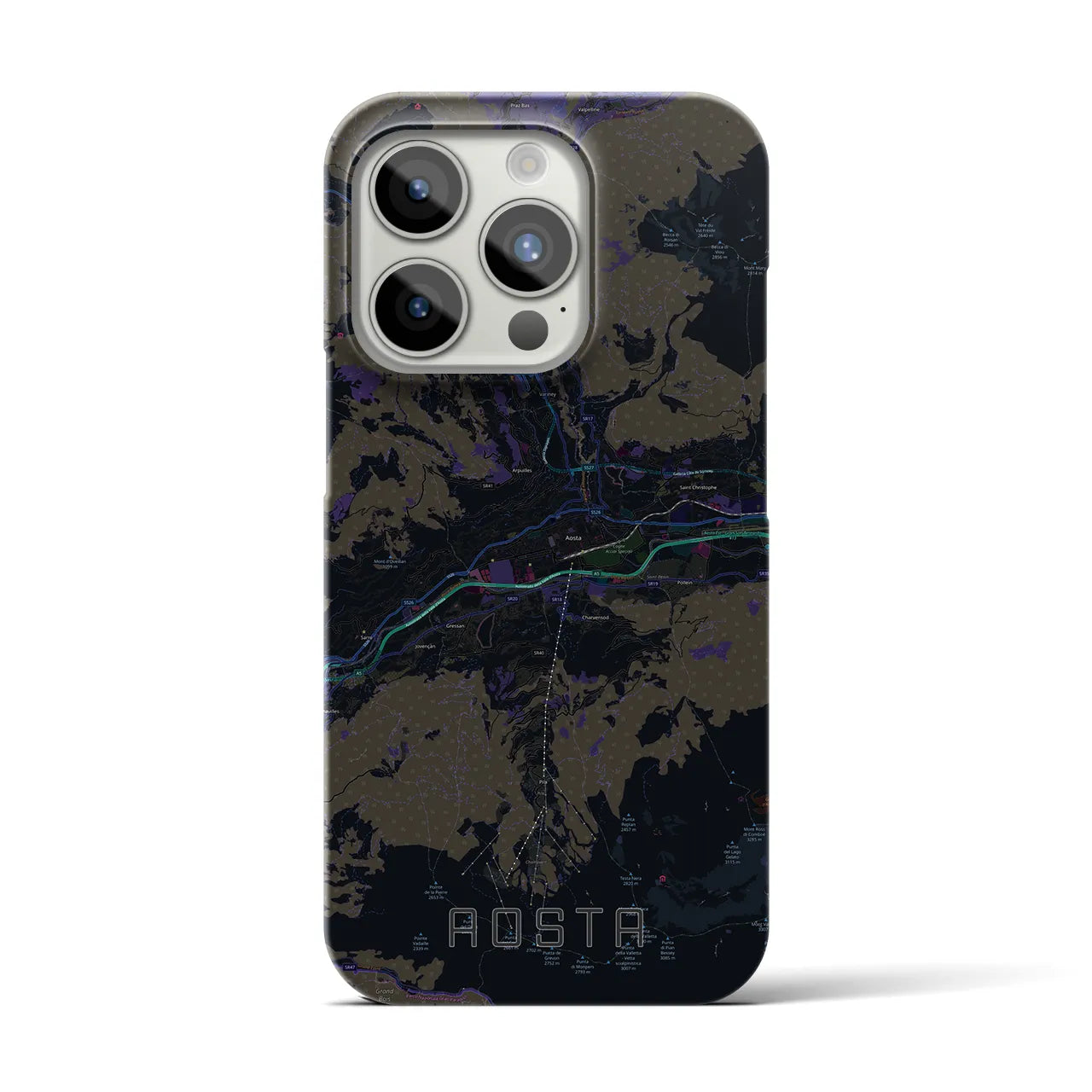 【アオスタ(イタリア)】地図柄iPhoneケース(バックカバータイプ)