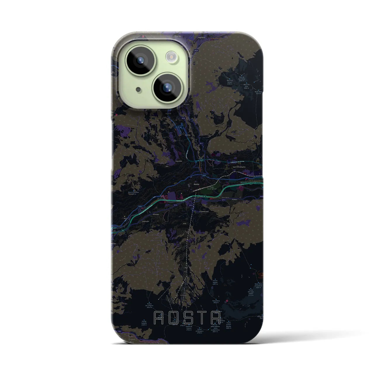 【アオスタ(イタリア)】地図柄iPhoneケース(バックカバータイプ)