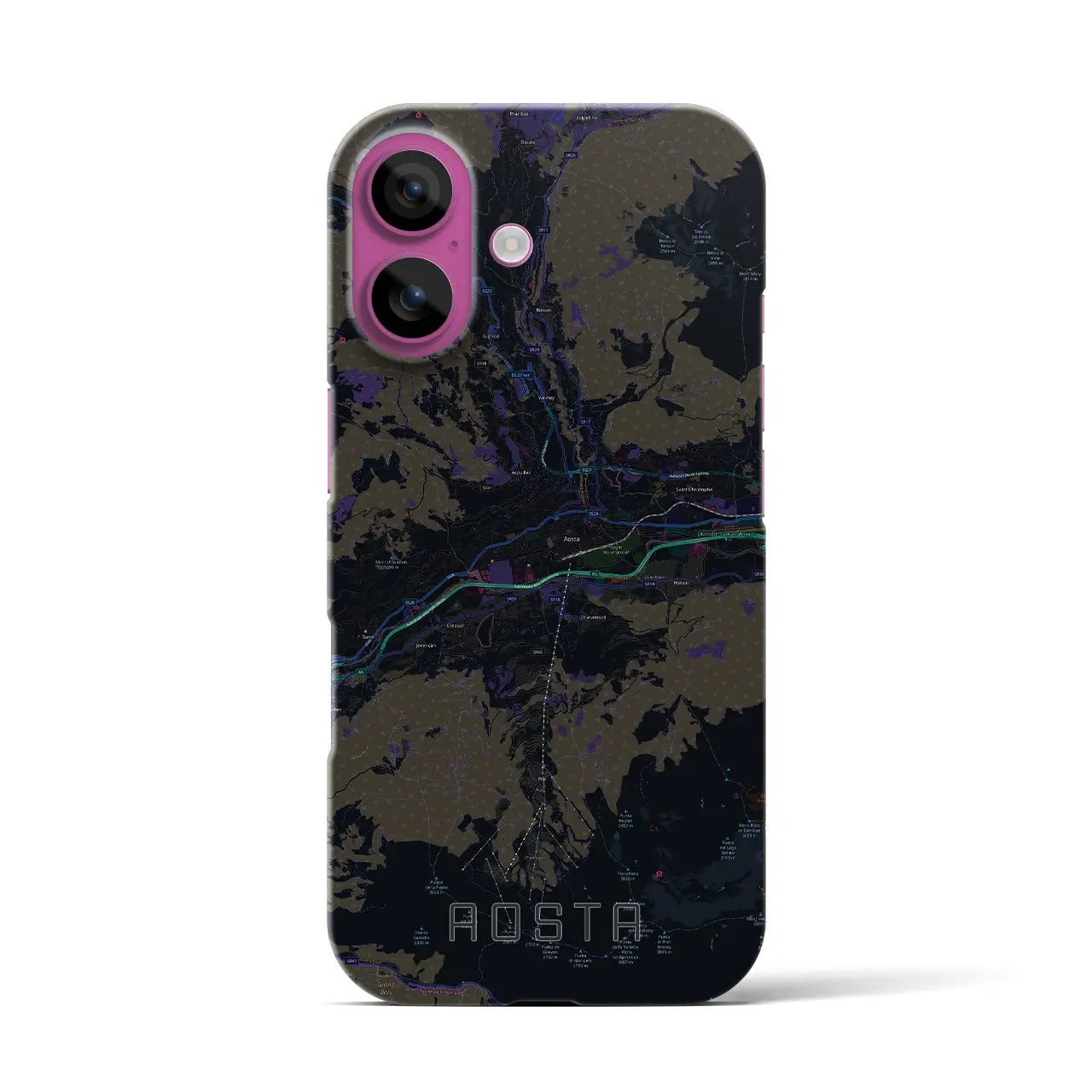 【アオスタ(イタリア)】地図柄iPhoneケース(バックカバータイプ)