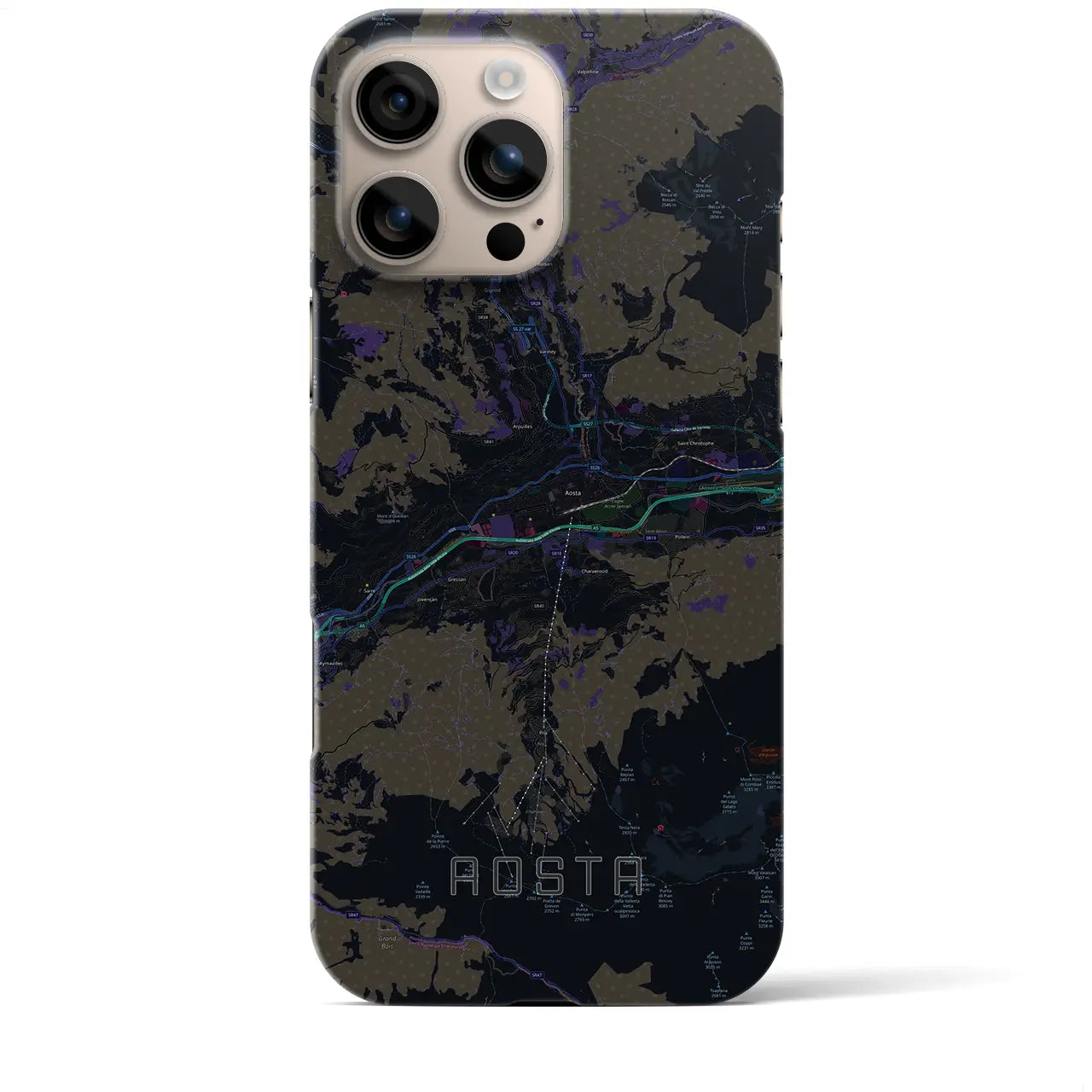 【アオスタ(イタリア)】地図柄iPhoneケース(バックカバータイプ)