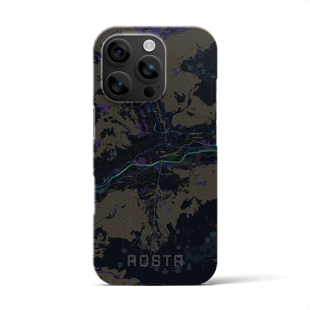 【アオスタ(イタリア)】地図柄iPhoneケース(バックカバータイプ)