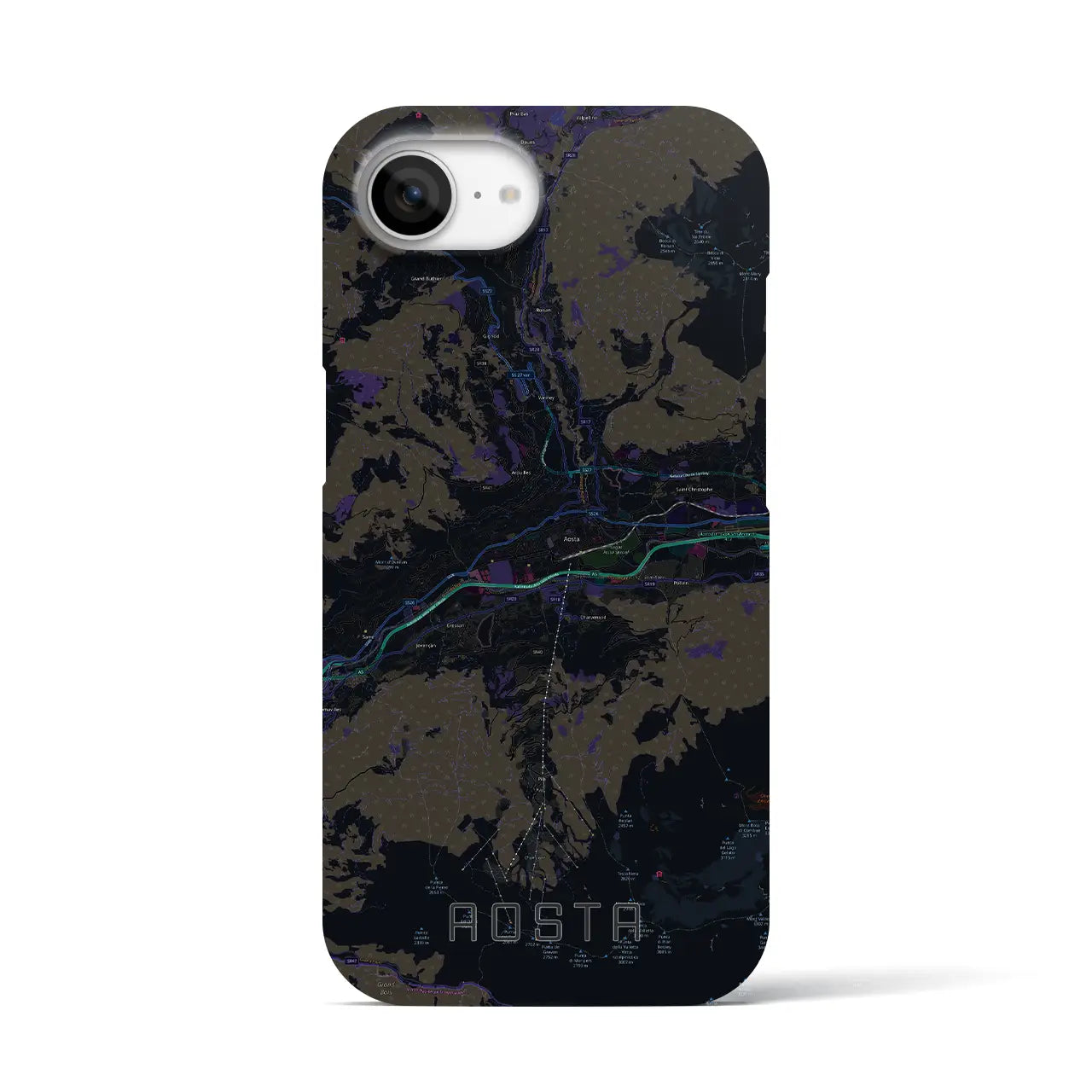 【アオスタ(イタリア)】地図柄iPhoneケース(バックカバータイプ)