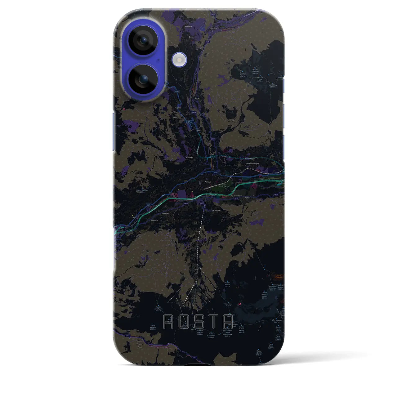 【アオスタ(イタリア)】地図柄iPhoneケース(バックカバータイプ)