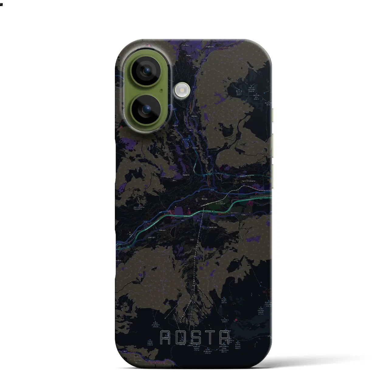 【アオスタ(イタリア)】地図柄iPhoneケース(バックカバータイプ)