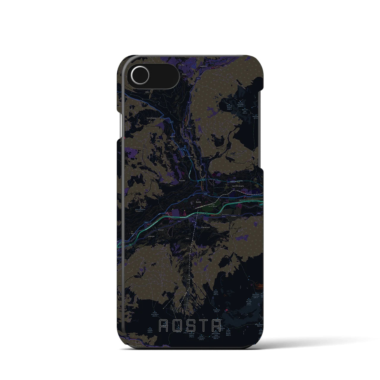 【アオスタ(イタリア)】地図柄iPhoneケース(バックカバータイプ)