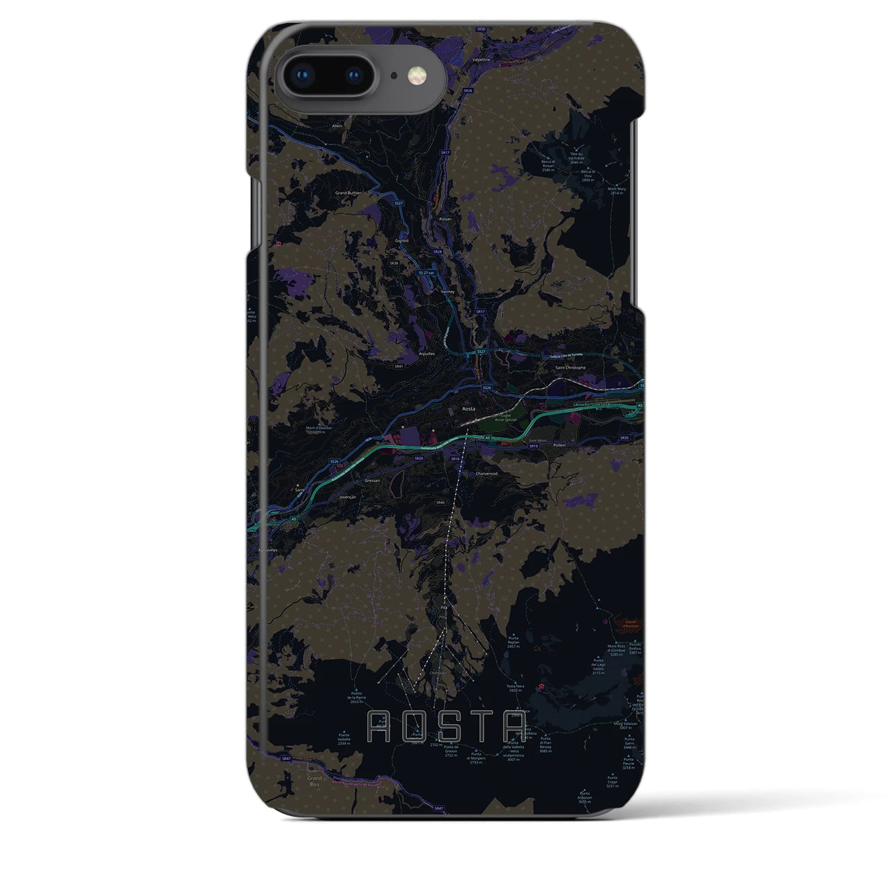 【アオスタ(イタリア)】地図柄iPhoneケース(バックカバータイプ)