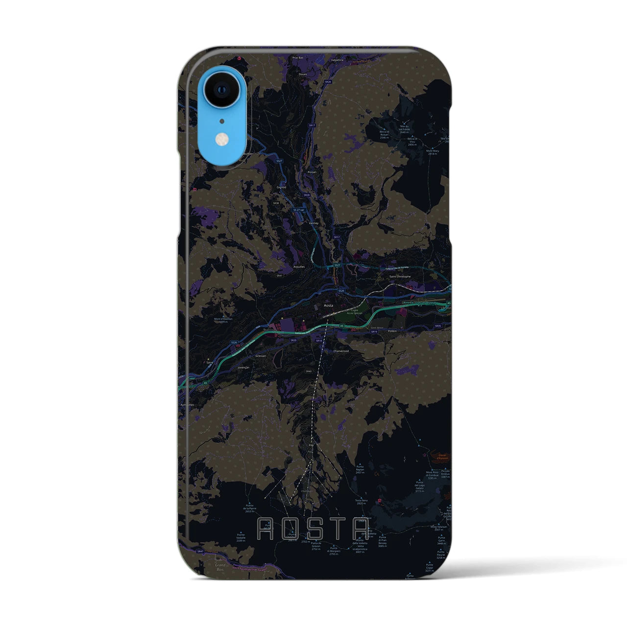 【アオスタ(イタリア)】地図柄iPhoneケース(バックカバータイプ)