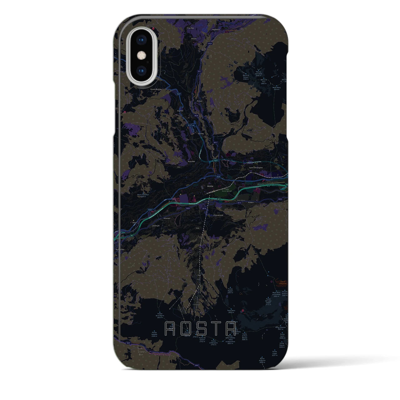 【アオスタ(イタリア)】地図柄iPhoneケース(バックカバータイプ)