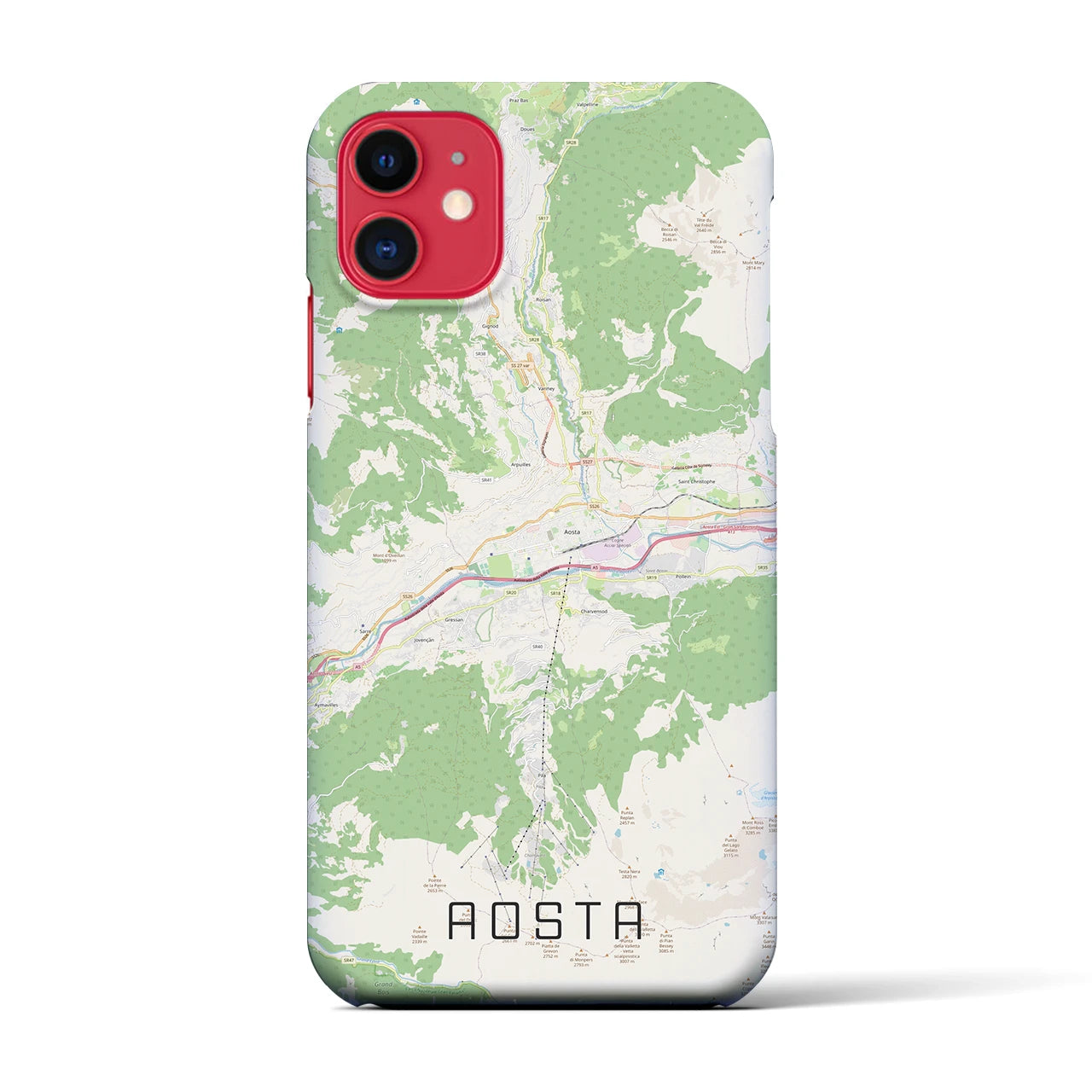 【アオスタ(イタリア)】地図柄iPhoneケース(バックカバータイプ)