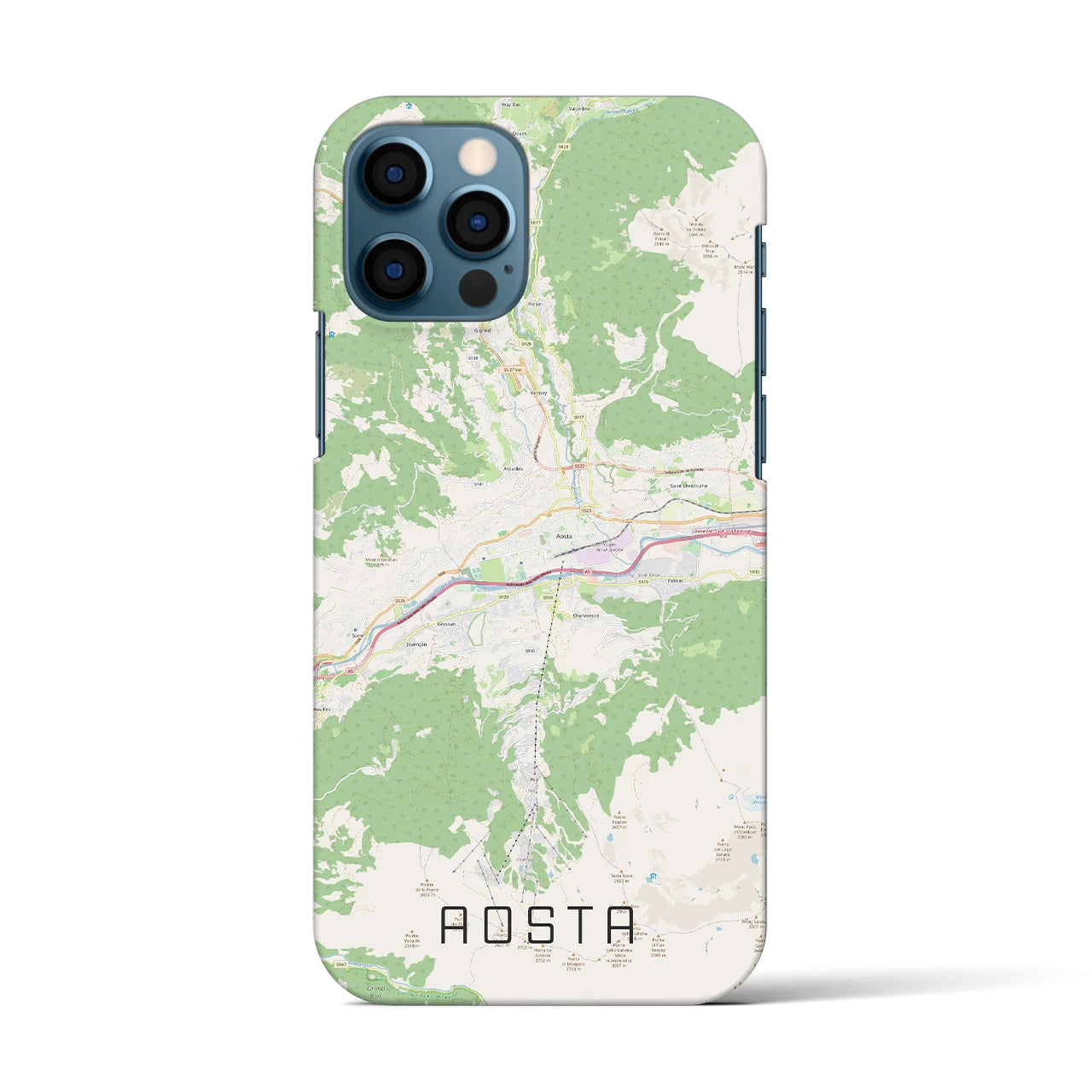 【アオスタ(イタリア)】地図柄iPhoneケース(バックカバータイプ)