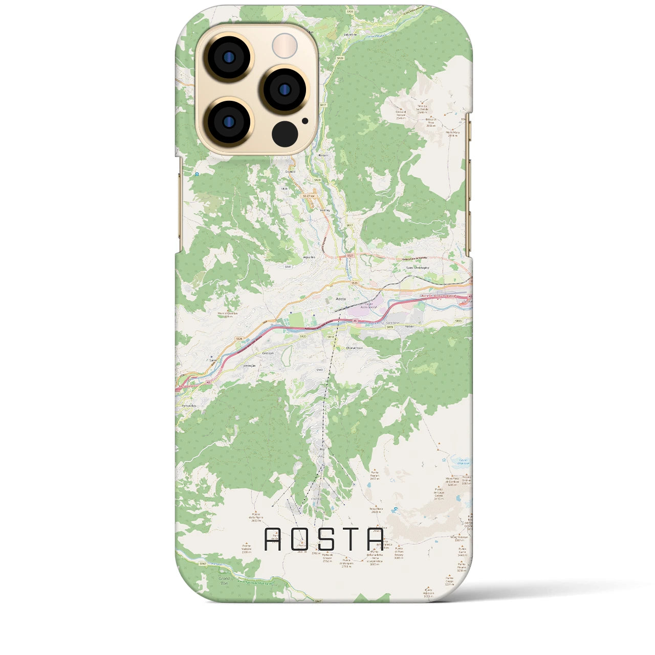 【アオスタ(イタリア)】地図柄iPhoneケース(バックカバータイプ)