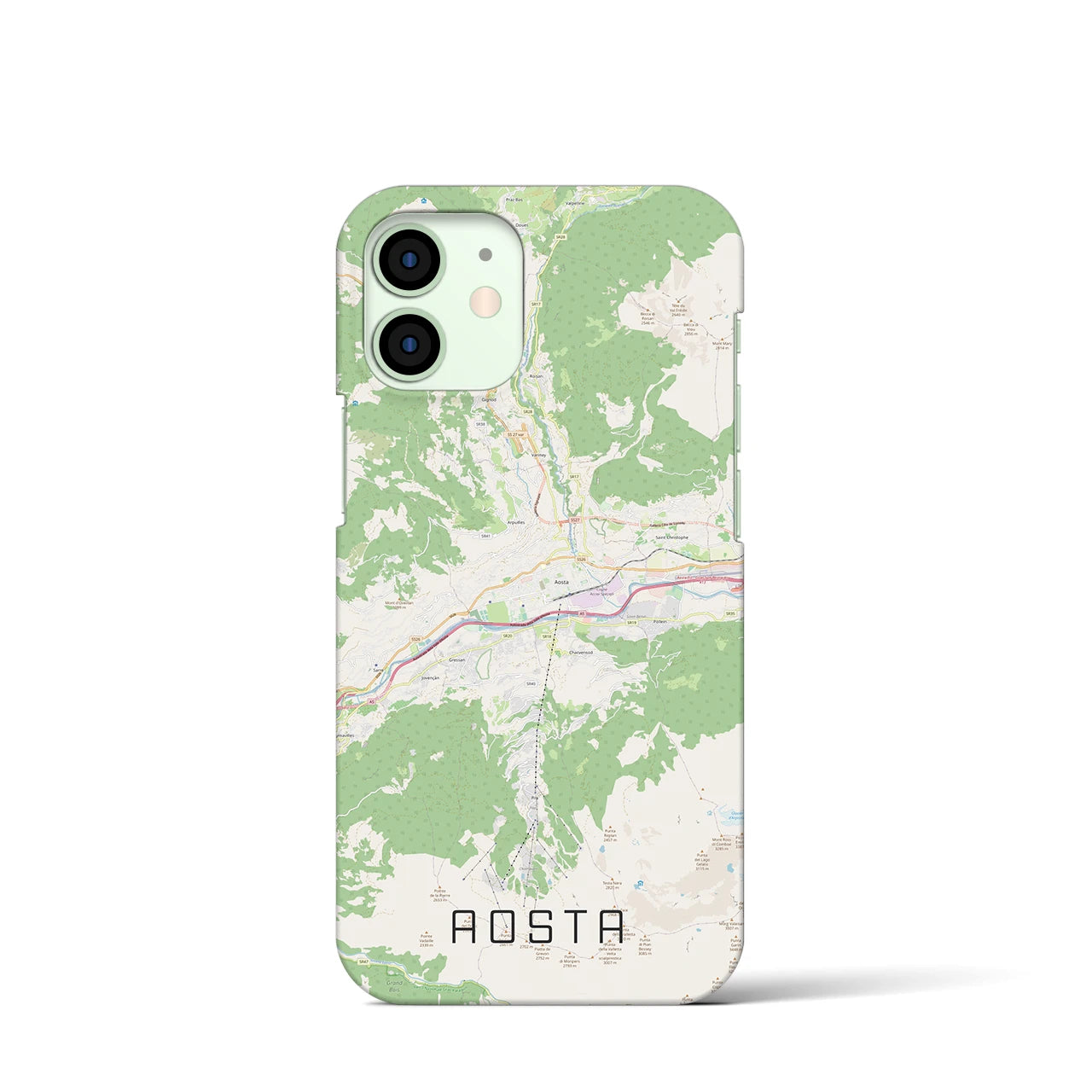 【アオスタ(イタリア)】地図柄iPhoneケース(バックカバータイプ)