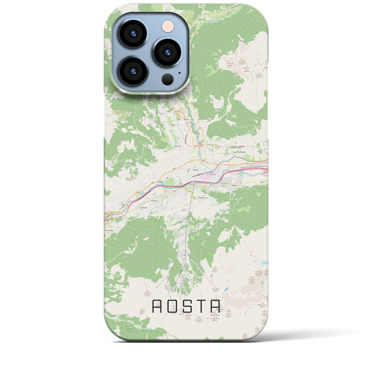 【アオスタ(イタリア)】地図柄iPhoneケース(バックカバータイプ)