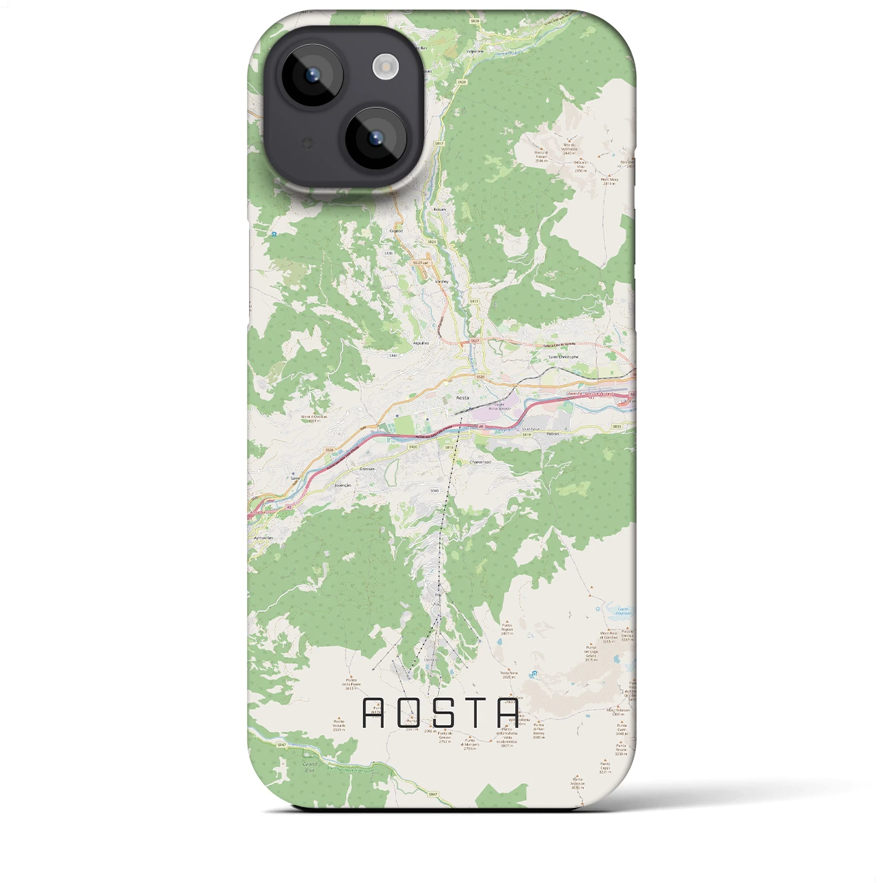 【アオスタ(イタリア)】地図柄iPhoneケース(バックカバータイプ)