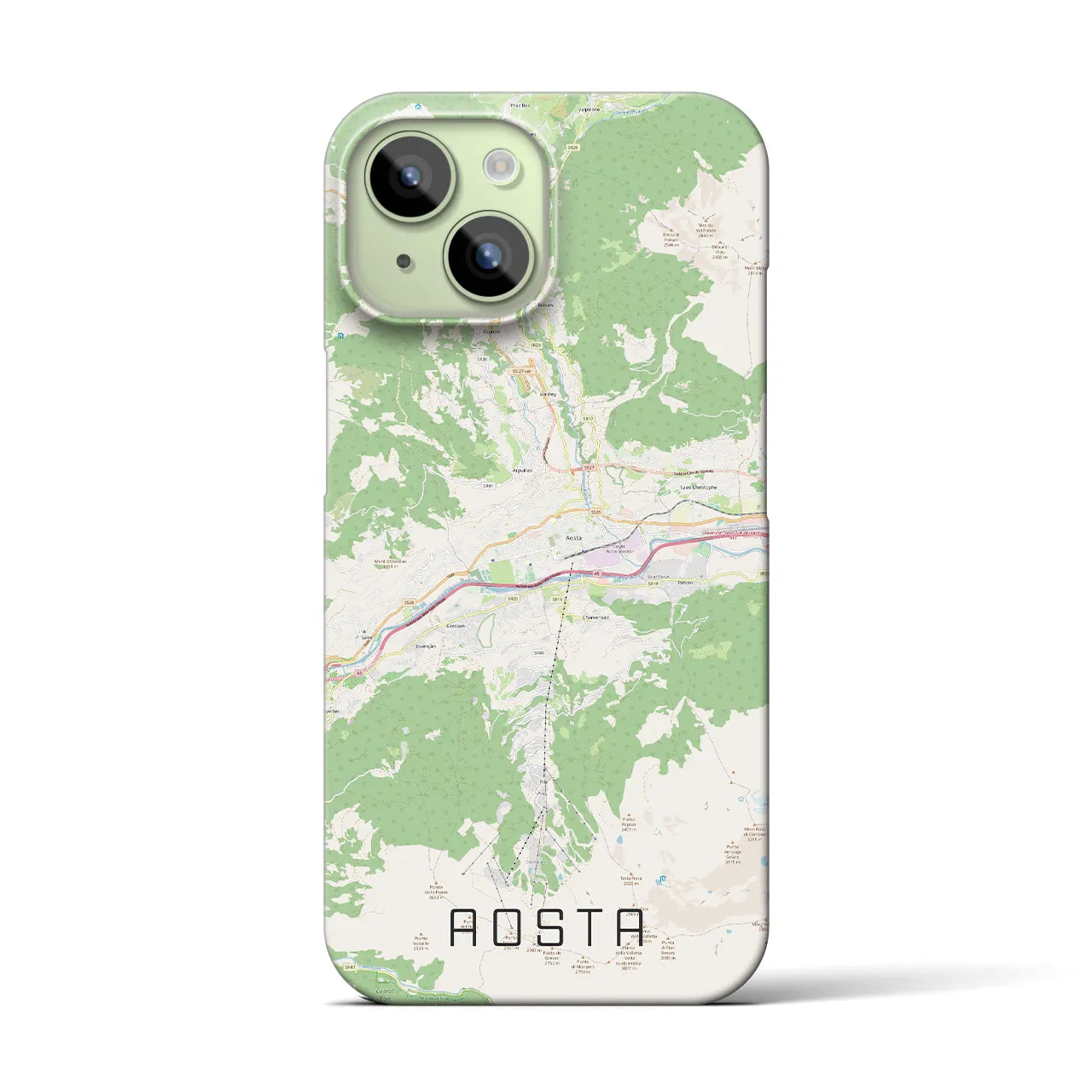【アオスタ(イタリア)】地図柄iPhoneケース(バックカバータイプ)