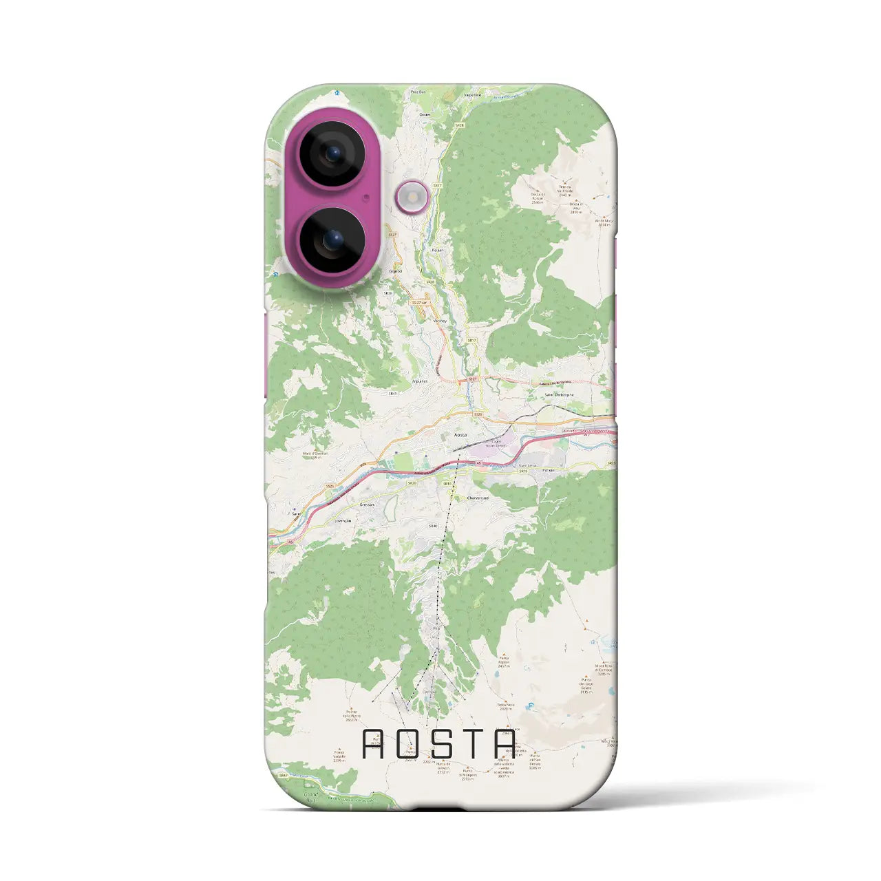 【アオスタ(イタリア)】地図柄iPhoneケース(バックカバータイプ)