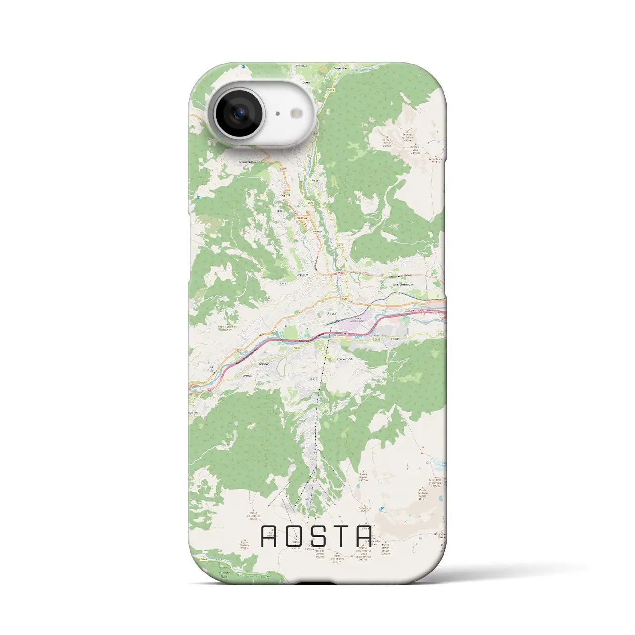 【アオスタ(イタリア)】地図柄iPhoneケース(バックカバータイプ)