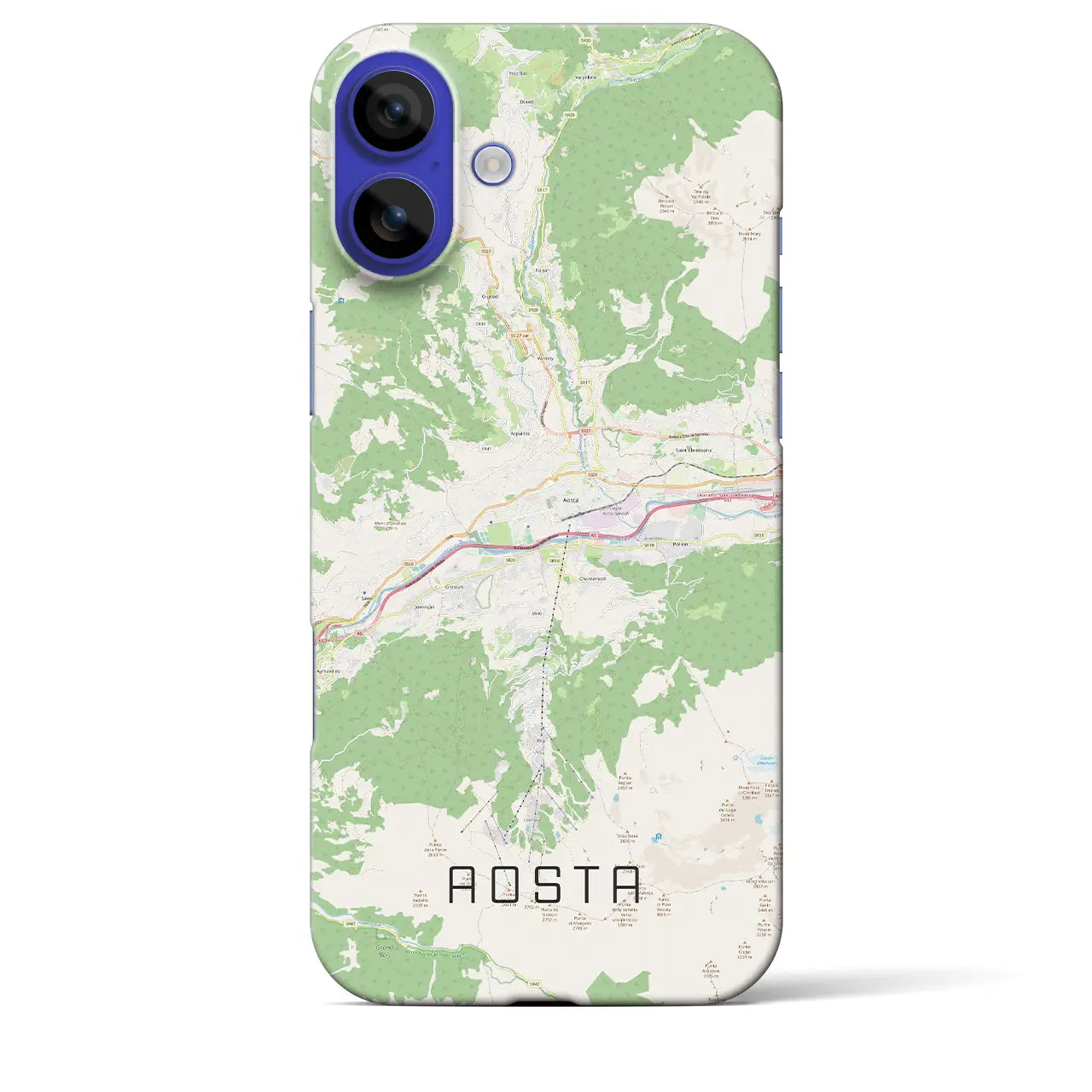 【アオスタ(イタリア)】地図柄iPhoneケース(バックカバータイプ)ナチュラル・iPhone 16 Pro Max 用