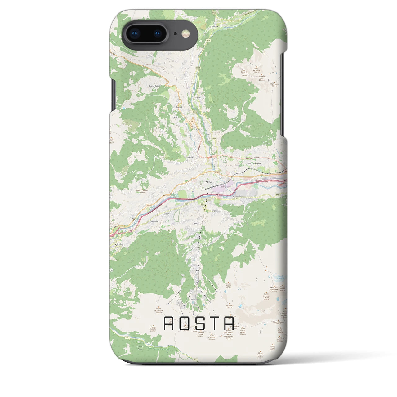【アオスタ(イタリア)】地図柄iPhoneケース(バックカバータイプ)
