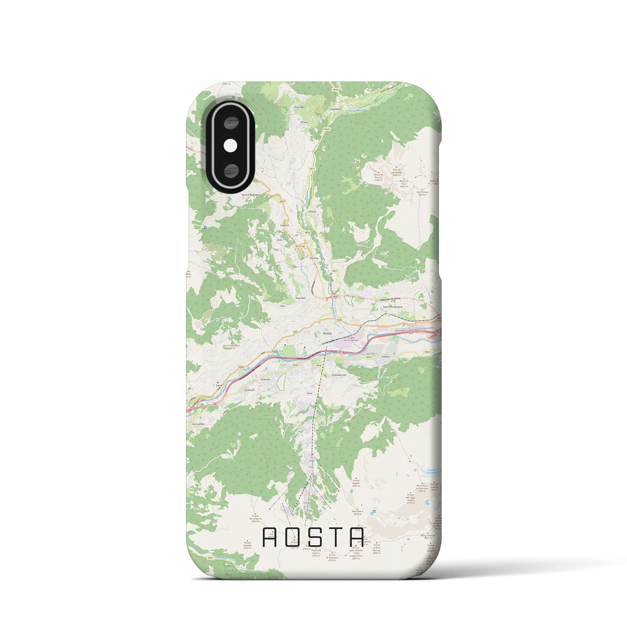 【アオスタ(イタリア)】地図柄iPhoneケース(バックカバータイプ)