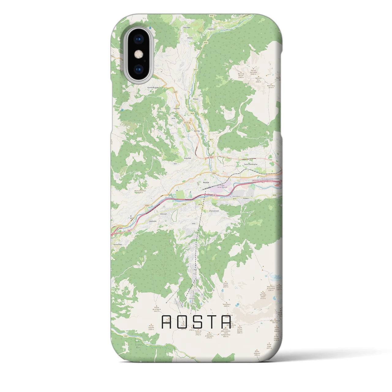 【アオスタ(イタリア)】地図柄iPhoneケース(バックカバータイプ)