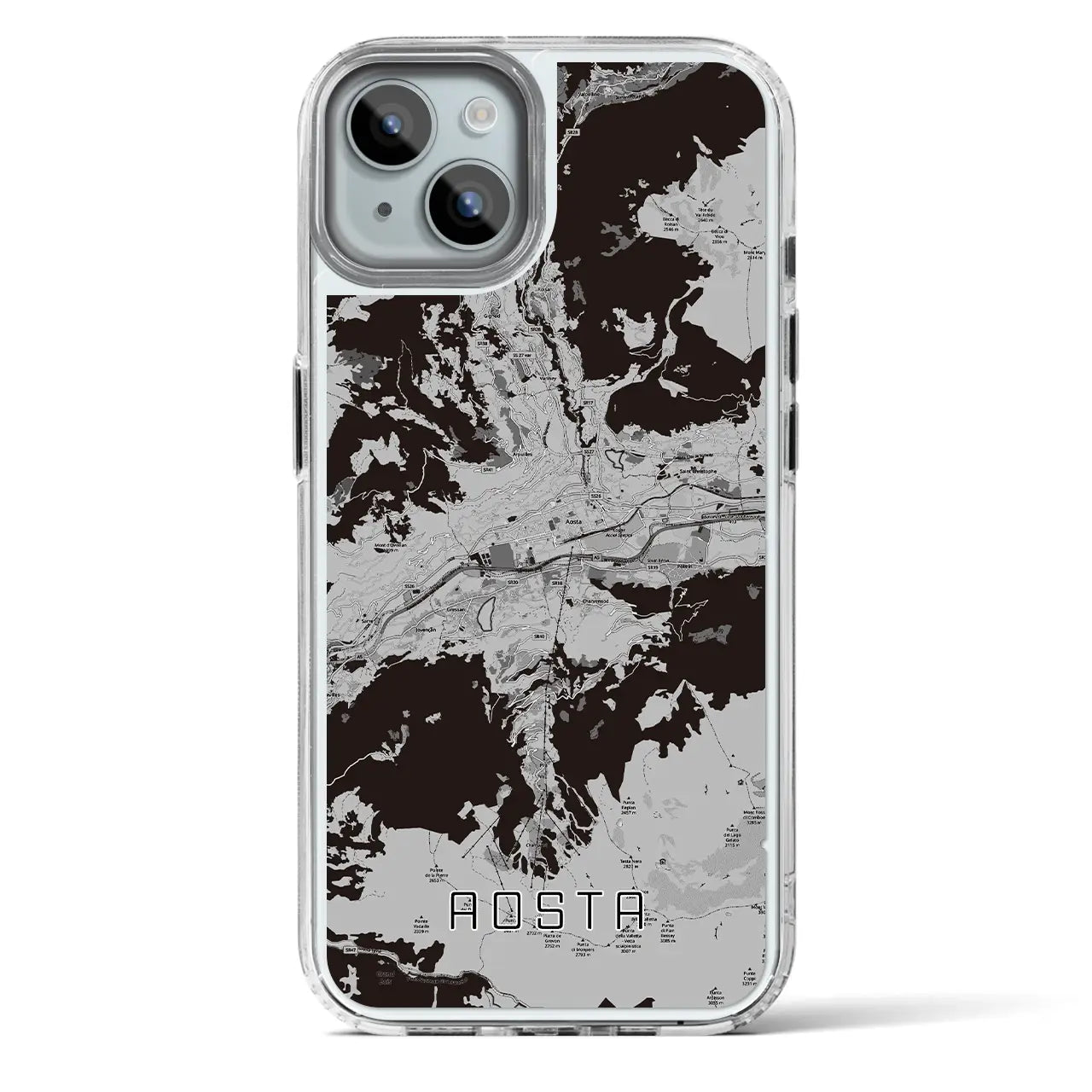 【アオスタ(イタリア)】地図柄iPhoneケース(MagSafeタイプ)