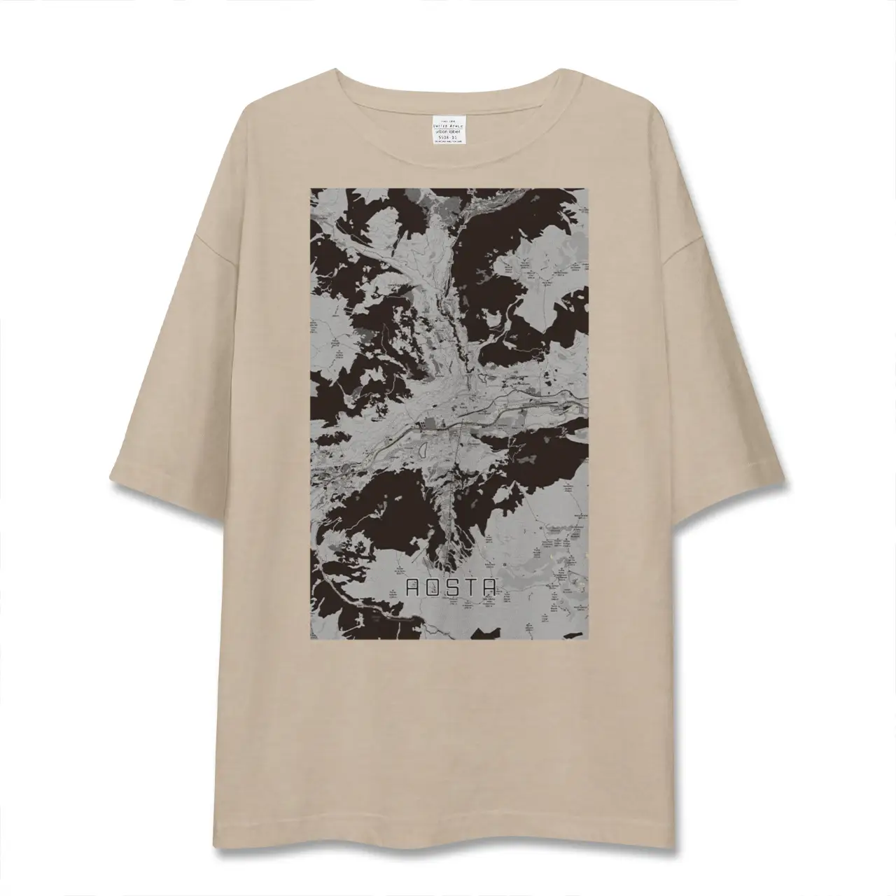 【アオスタ(イタリア)】地図柄ビッグシルエットTシャツ