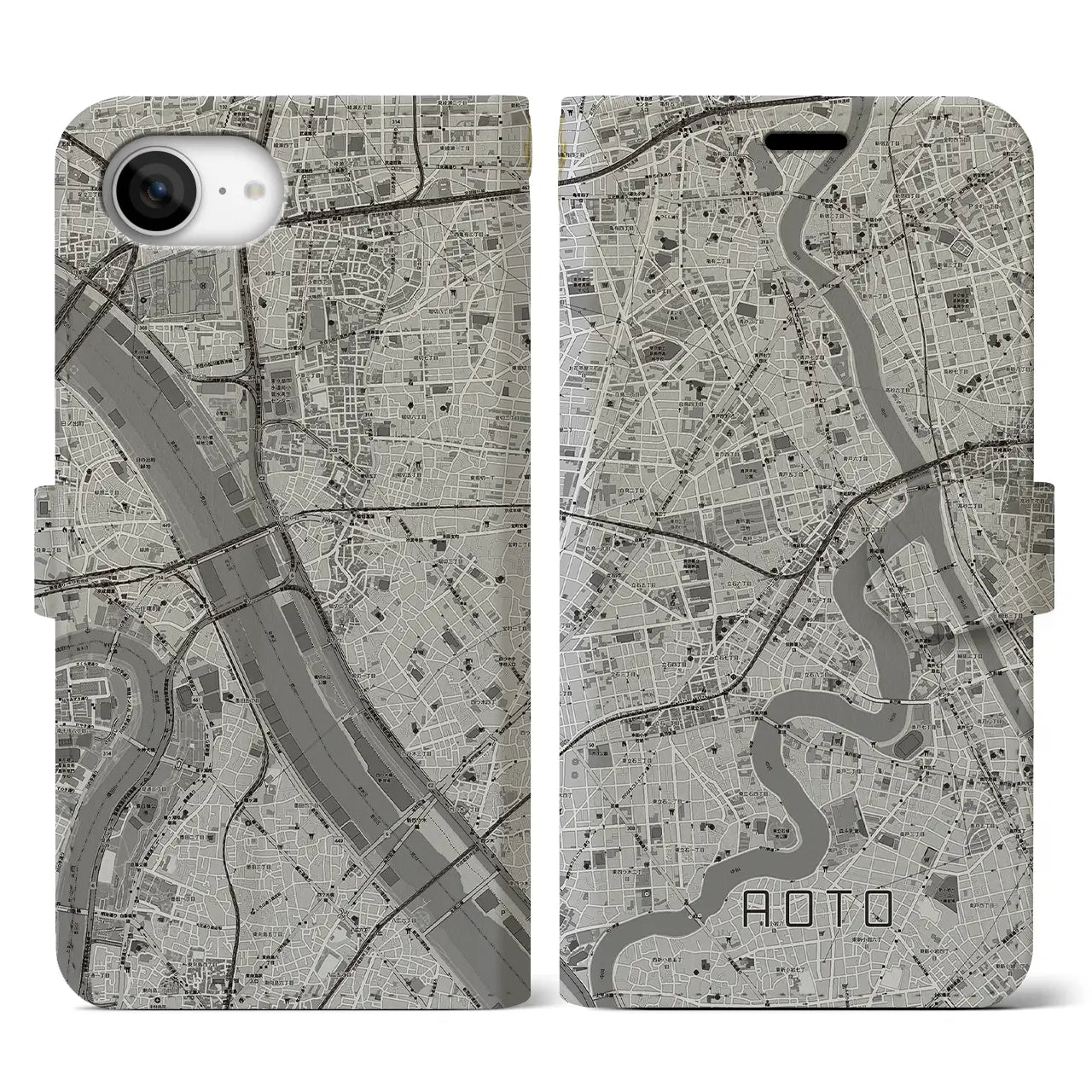 【青砥(東京都)】地図柄iPhoneケース(手帳タイプ)