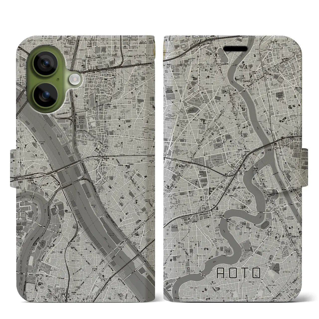 【青砥(東京都)】地図柄iPhoneケース(手帳タイプ)