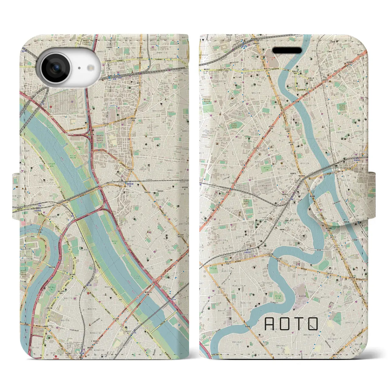 【青砥(東京都)】地図柄iPhoneケース(手帳タイプ)