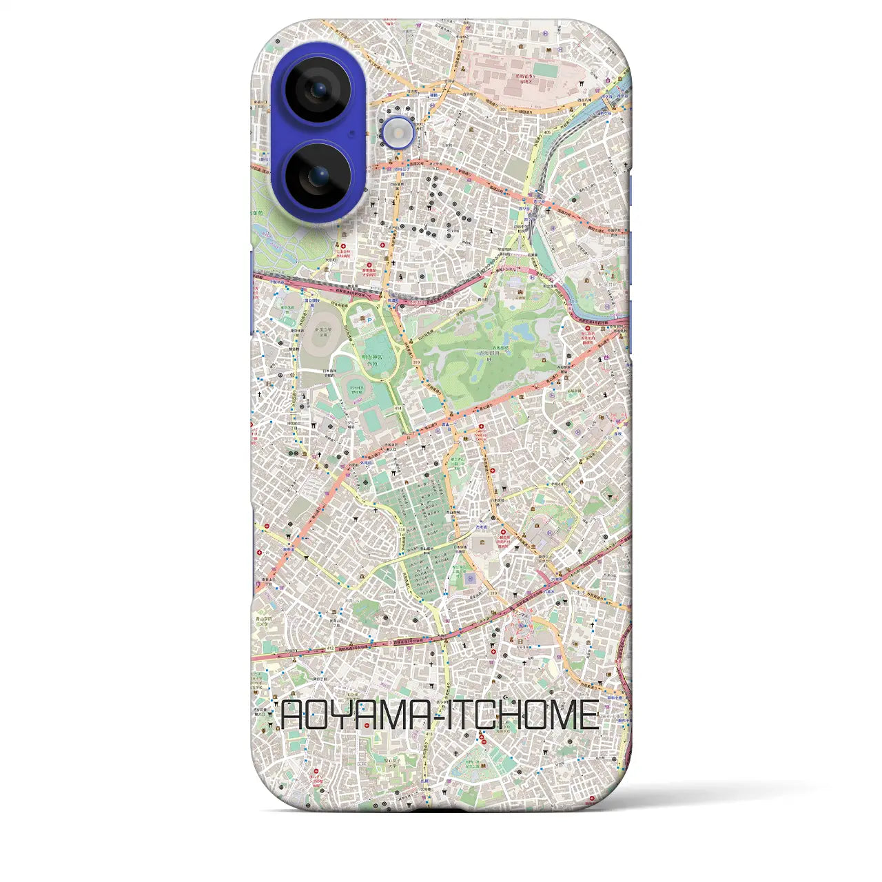 【青山一丁目(東京都)】地図柄iPhoneケース(バックカバータイプ)ブラック・iPhone 16 Pro Max 用