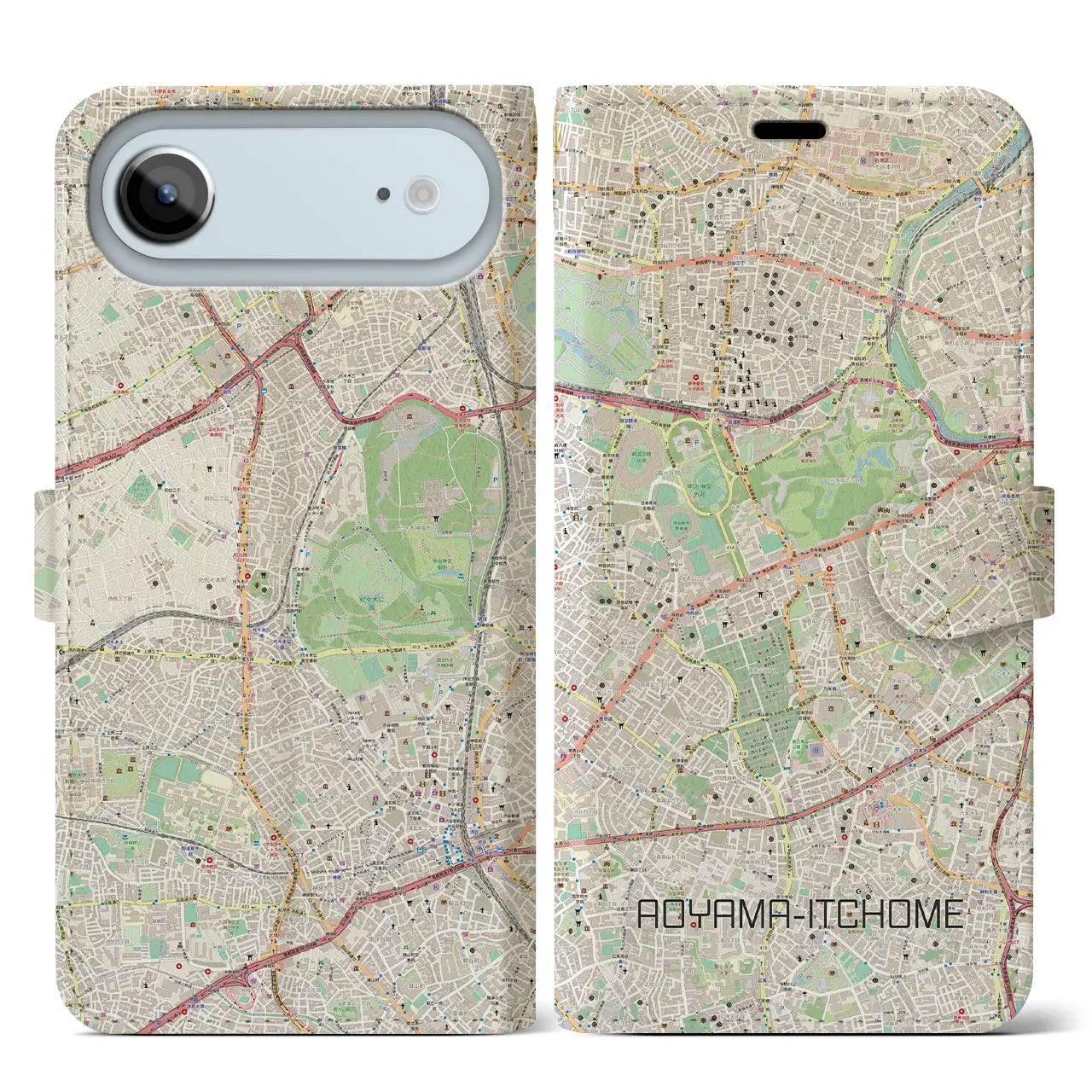 【青山一丁目(東京都)】地図柄iPhoneケース(手帳タイプ)