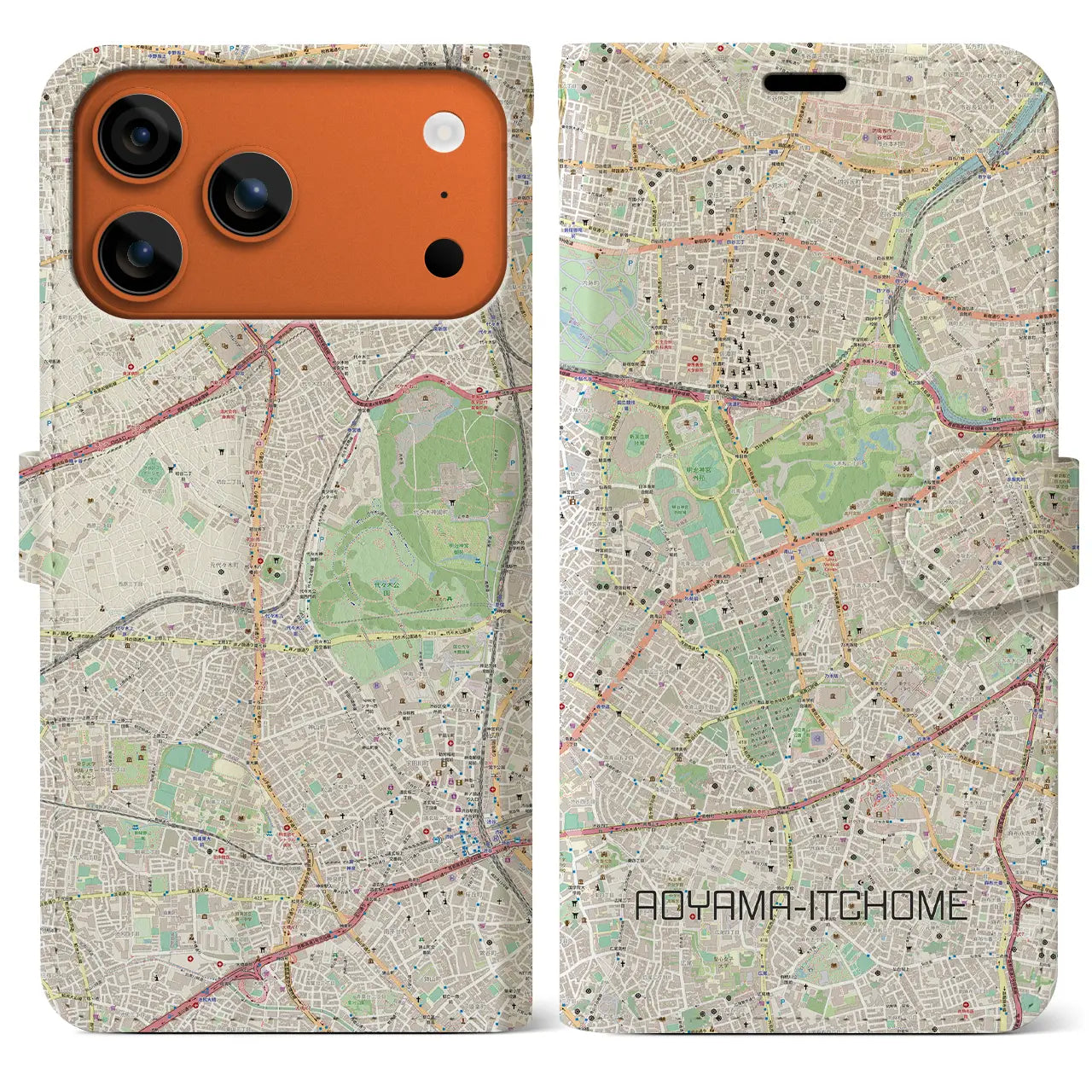 【青山一丁目(東京都)】地図柄iPhoneケース(手帳タイプ)