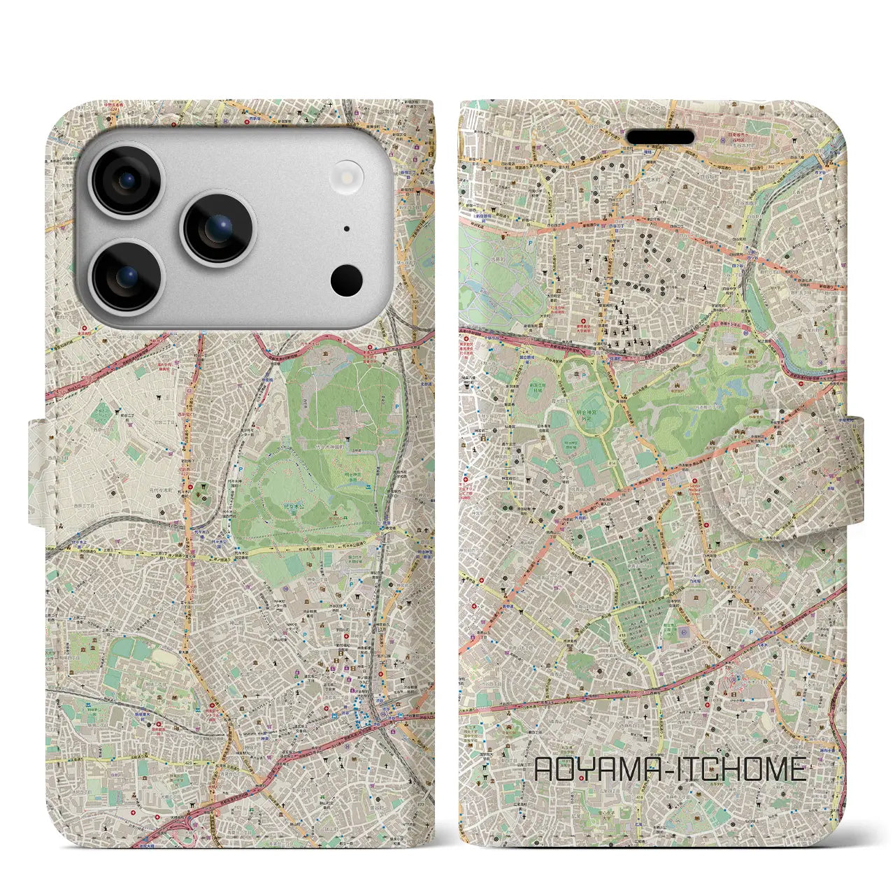 【青山一丁目(東京都)】地図柄iPhoneケース(手帳タイプ)