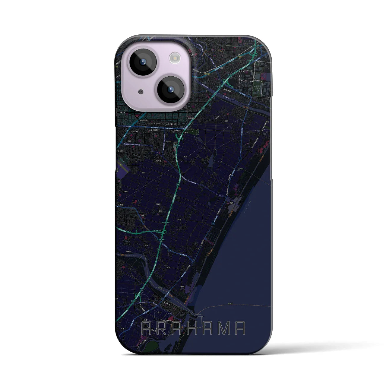 【荒浜(宮城県)】地図柄iPhoneケース(バックカバータイプ)