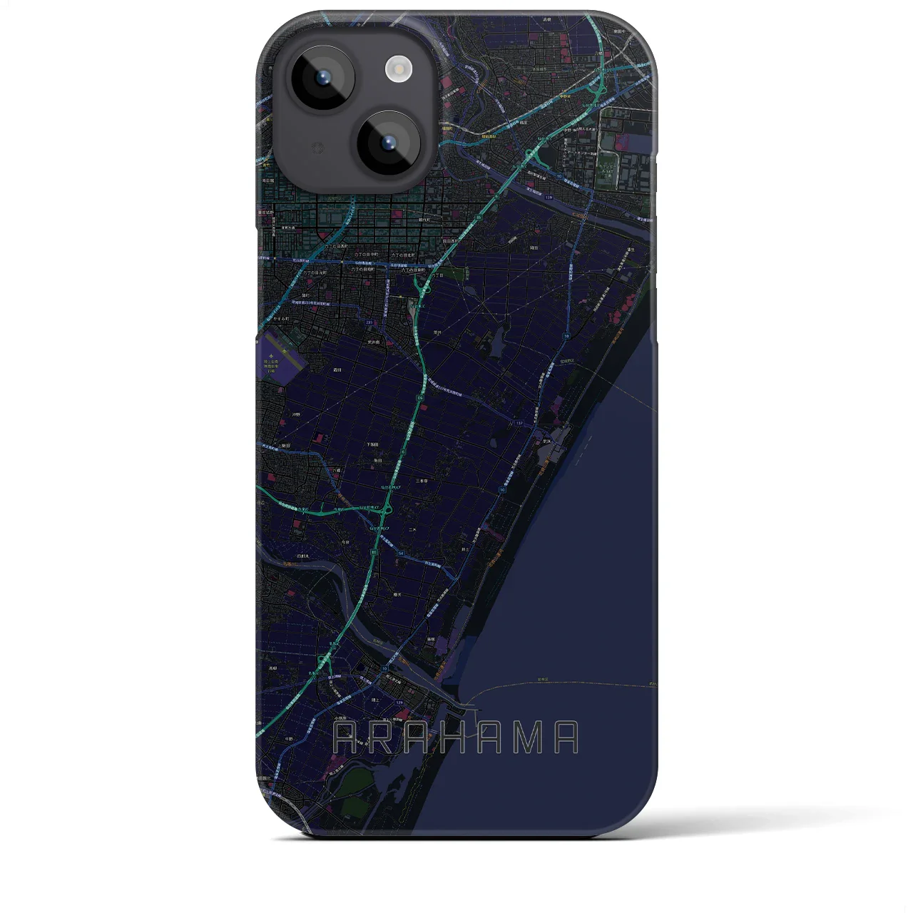【荒浜(宮城県)】地図柄iPhoneケース(バックカバータイプ)