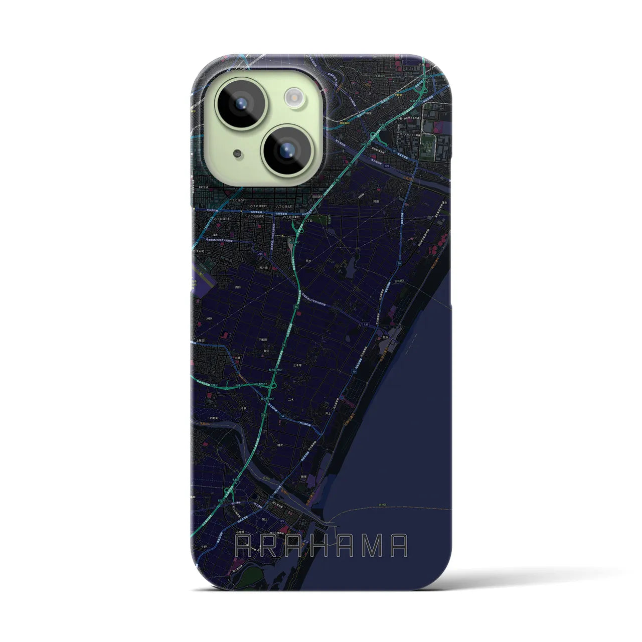 【荒浜(宮城県)】地図柄iPhoneケース(バックカバータイプ)