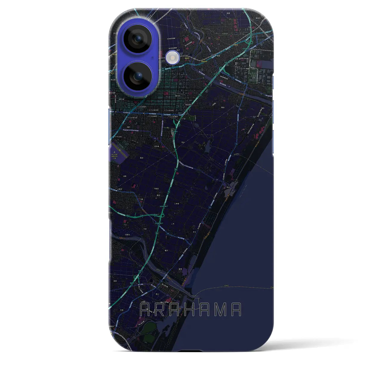 【荒浜(宮城県)】地図柄iPhoneケース(バックカバータイプ)