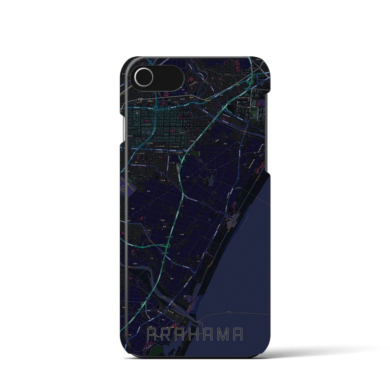 【荒浜(宮城県)】地図柄iPhoneケース(バックカバータイプ)