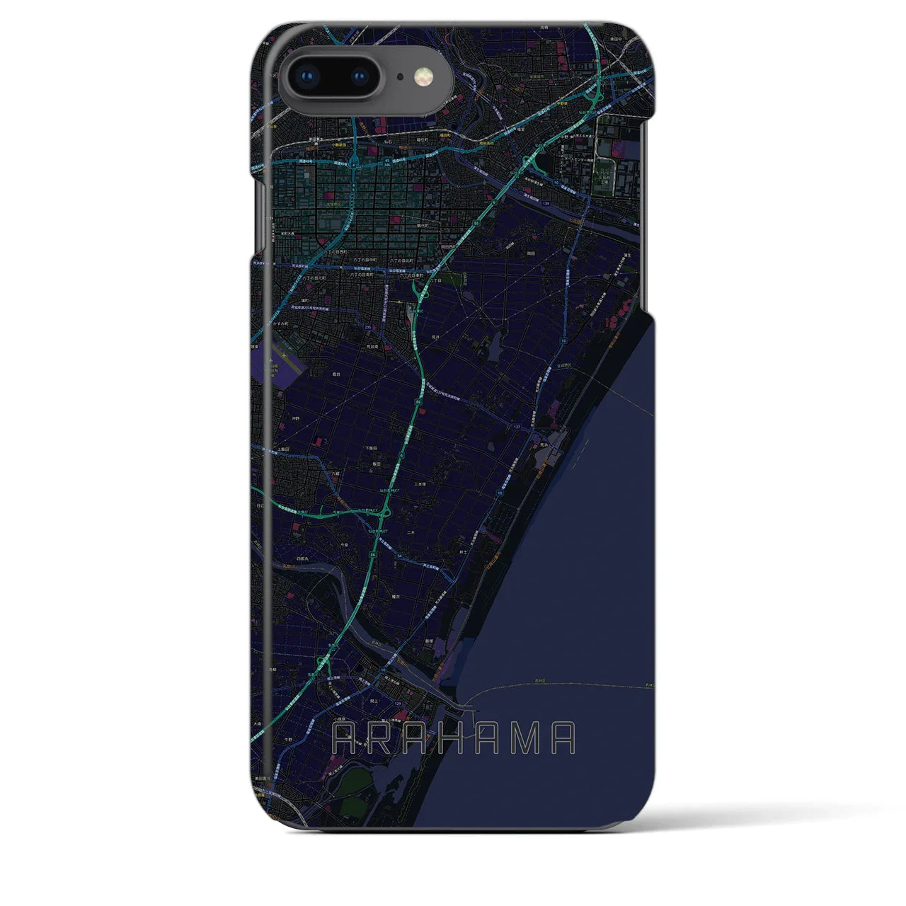 【荒浜(宮城県)】地図柄iPhoneケース(バックカバータイプ)