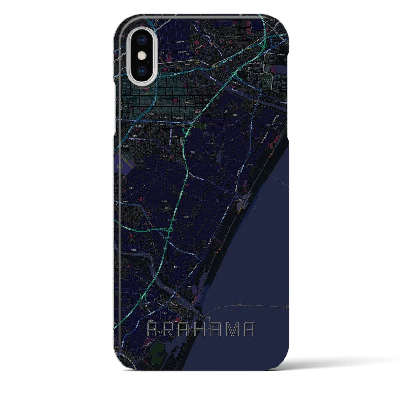 【荒浜(宮城県)】地図柄iPhoneケース(バックカバータイプ)