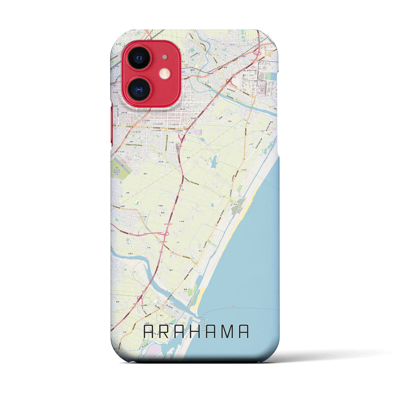 【荒浜(宮城県)】地図柄iPhoneケース(バックカバータイプ)