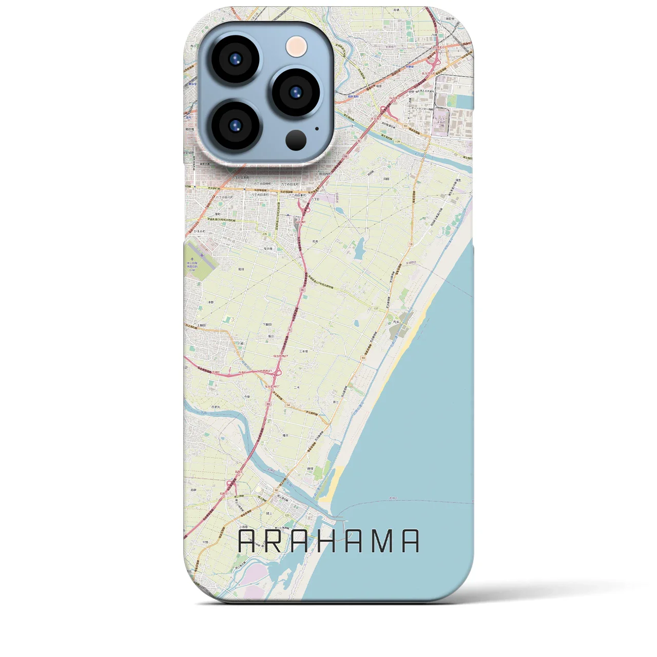 【荒浜(宮城県)】地図柄iPhoneケース(バックカバータイプ)